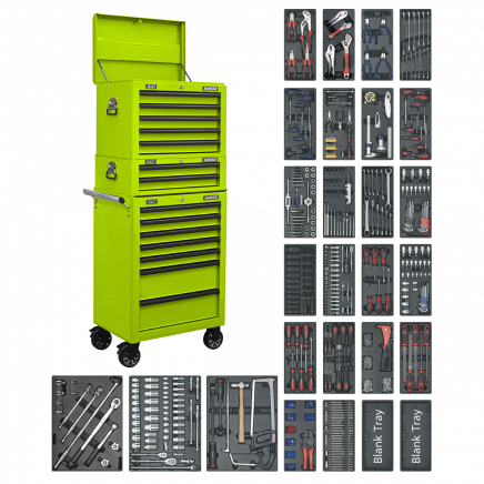 Tool Chest Combination 14 Drawer with Ball-Bearing Slides - Green & 1179pc Tool Kit SPTHVCOMBO1