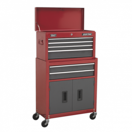 Topchest & Rollcab Combination 6 Drawer with Ball-Bearing Slides- Red AP2200BB