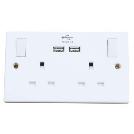 Switched Socket 2-Gang + 2 USB Ports 13A DCN4410NB