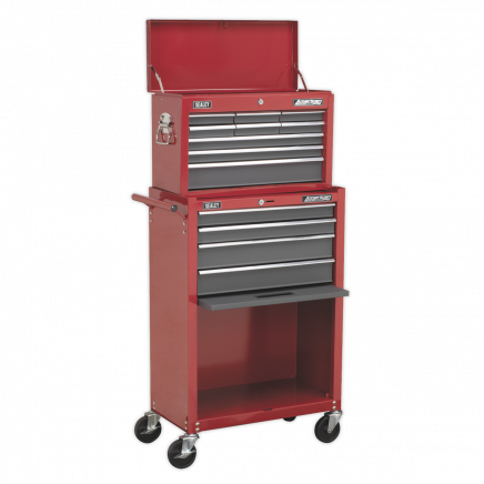 Topchest & Rollcab Combination 13 Drawer with Ball-Bearing Slides - Red/Grey AP22513BB
