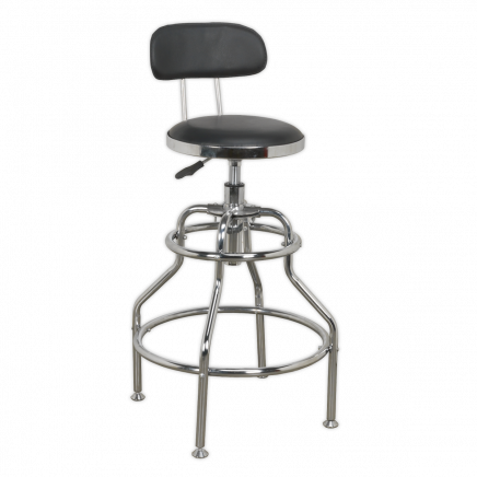 Workshop Stool Pneumatic with Adjustable Height Swivel Seat & Back Rest SCR14