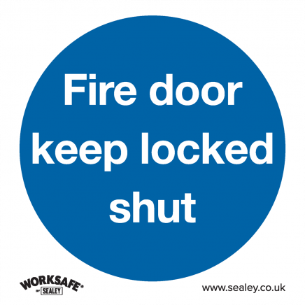 Mandatory Safety Sign - Fire Door Keep Locked Shut - Self-Adhesive Vinyl - Pack of 10 SS4V10