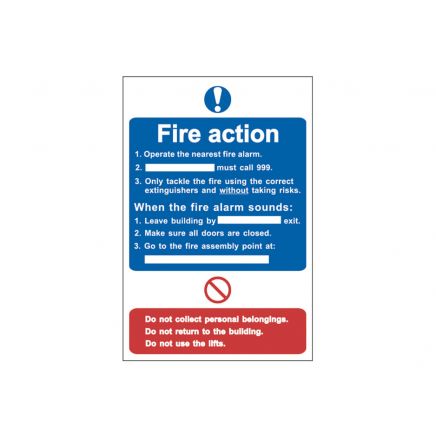 Fire Action Procedure - PVC Sign 200 x 300mm SCA0165