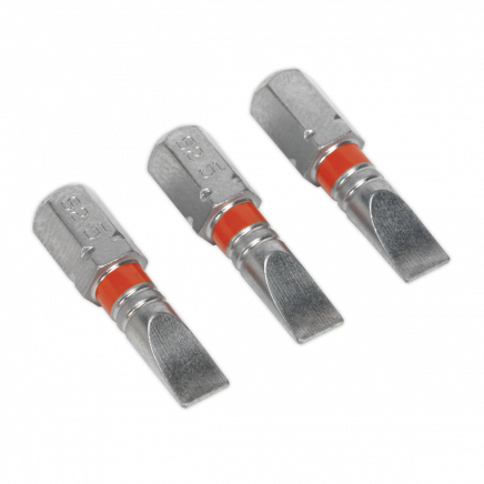 Power Tool Bit Slotted 5mm Colour-Coded S2 25mm Pack of 3
