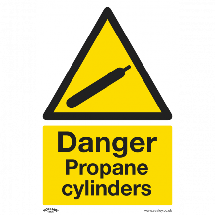 Warning Safety Sign - Danger Propane Cylinders - Rigid Plastic - Pack of 10 SS62P10
