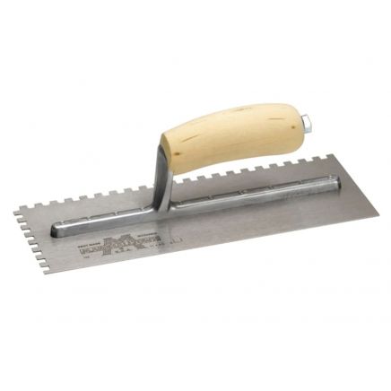 M702S Notched Trowel Square 1/4in Wooden Handle 11 x 4.1/2in M/T702S