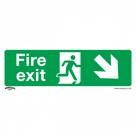 Safe Conditions Safety Sign - Fire Exit (Down Right) - Self-Adhesive Vinyl - Pack of 10 SS36V10