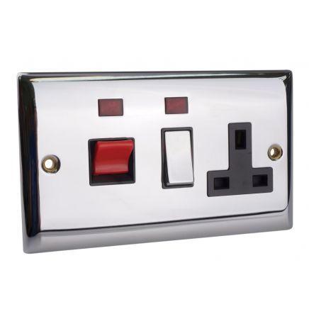 Switched Cooker Control Unit Neon 45A 1-Gang Chrome SMJCK45NECH