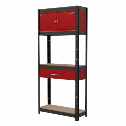 Shelving Unit 4-Tier with Cupboard and Drawer AP830R