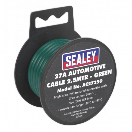 Automotive Cable Thick Wall 27A 2.5m Green AC2725G