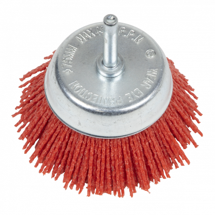 Nylon Filament Cup Brush Ø75mm with Ø6mm Shaft NFB75