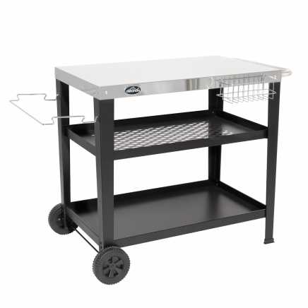 Dellonda Barbecue/Plancha Trolley for Outdoor Grilling/Cooking with Utensil Holder, Stainless Steel DG263