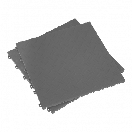 Polypropylene Floor Tile 400 x 400mm - Grey Treadplate - Pack of 9 FT3G