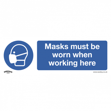 Mandatory Safety Sign - Masks Must Be Worn - Self-Adhesive Vinyl - Pack of 10 SS57V10