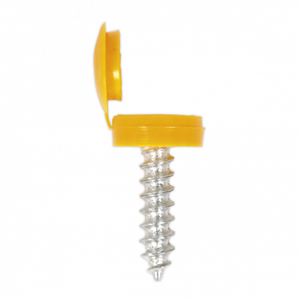 Numberplate Screw with Flip Cap 4.2 x 19mm Yellow Pack of 50 NPY50