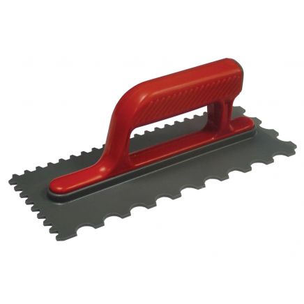 Notched Trowel V 4mm & Round 7mm Plastic Handle 11 x 4.1/2in FAISGTNOTP
