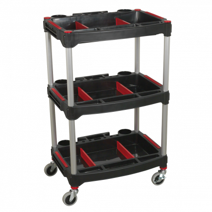Workshop Trolley 3-Level Composite with Parts Storage CX313
