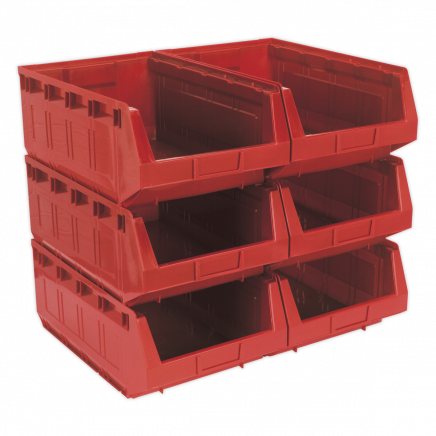 Plastic Storage Bin 310 x 500 x 190mm - Red Pack of 6 TPS56R