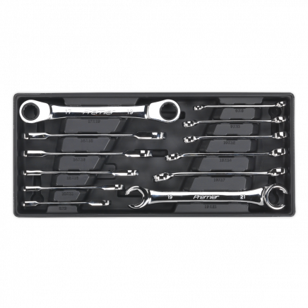 Tool Tray with Flare Nut & Ratchet Ring Spanner Set 12pc TBT13