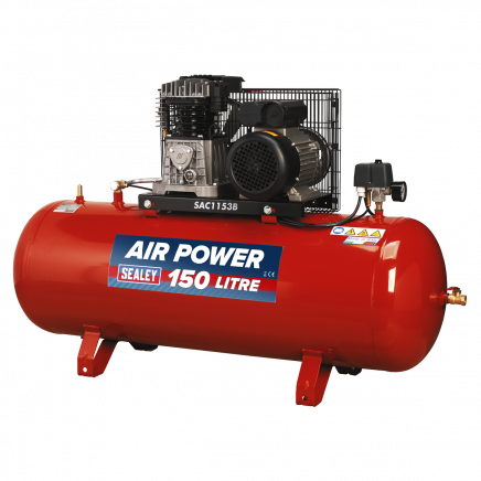 Air Compressor 150L Belt Drive 3hp with Cast Cylinders SAC1153B