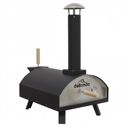 Dellonda Portable Wood-Fired 14" Pizza Oven and Smoking Oven, Black/Stainless Steel DG10