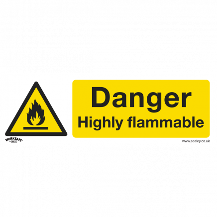 Safety Sign - Danger Highly Flammable - Self-Adhesive Vinyl - Pack of 10 SS45V10