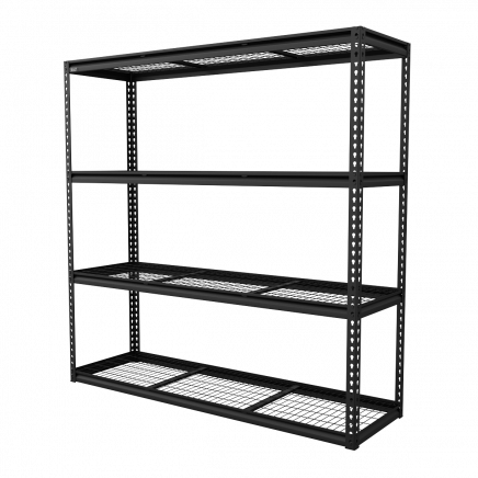 Heavy-Duty Modular Racking Unit with 4 Mesh Shelves 300kg Capacity Per Level 1820mm APMR1