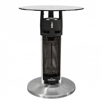 Dellonda Bistro Table with 1200W Heater, 65cm, Black/Stainless Steel DG62