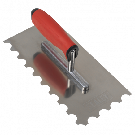 Stainless Steel 270mm Semicircle Tooth Trowel - Rubber Handle - Aluminium Foot T6701