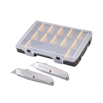 99E Trimming Knife Twin Pack with 50 Spare Blades in Organiser STA910899