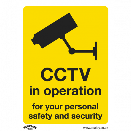 Warning Safety Sign - CCTV - Rigid Plastic - Pack of 10 SS40P10