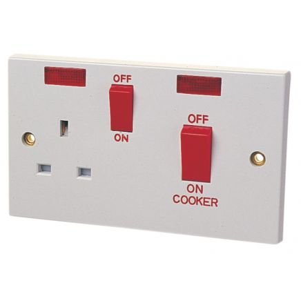 Double Pole Switch 45A with Switched Socket 13A DCN4457NB