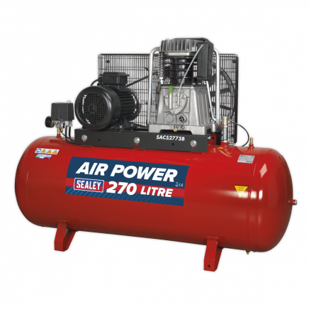 Air Compressor 270L Belt Drive 7.5hp 3ph 2-Stage with Cast Cylinders SAC52775B