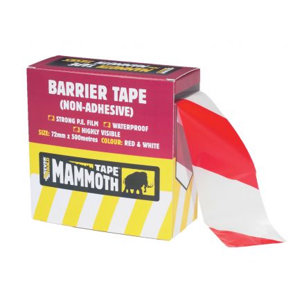 Barrier Tape Red / White 72mm x 500m EVB2BARRD500