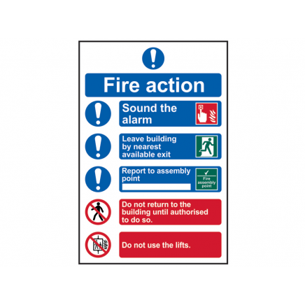 Fire Action Procedure, Style 2 - PVC Sign 200 x 300mm SCA0178