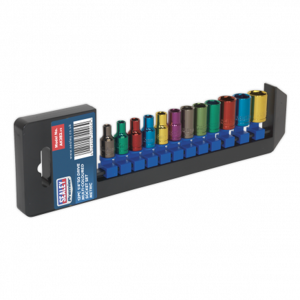 Multi-Coloured Socket Set 12pc 1/4"Sq Drive 6pt WallDrive® Metric AK282