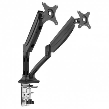 Dellonda Double Monitor Arms, 9kg Load Capacity, 10-27" Screens - Black DH25