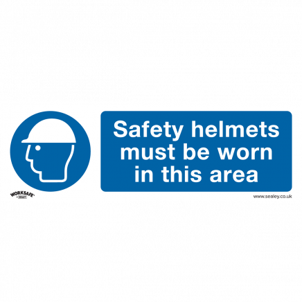 Mandatory Safety Sign - Safety Helmets Must Be Worn In This Area - Self-Adhesive Vinyl SS8V1