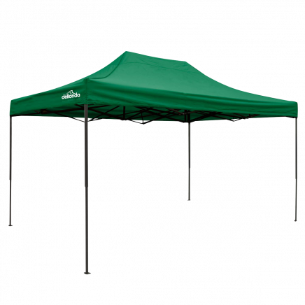 Dellonda Premium 3 x 4.5m Pop-Up Gazebo, Heavy Duty, PVC Coated, Water Resistant Fabric, Supplied with Carry Bag, Rope, Stakes & Weight Bags - Dark Green Canopy DG136