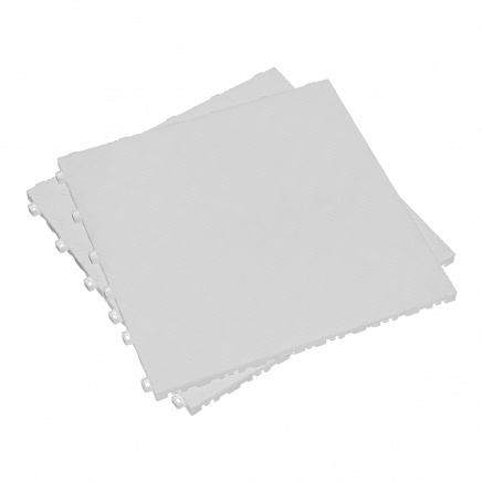 Polypropylene Floor Tile 400 x 400mm - White Treadplate - Pack of 9 FT3W