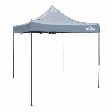 Dellonda Premium 2x2m Pop-Up Gazebo, Heavy Duty, PVC Coated, Water Resistant Fabric, Supplied with Carry Bag, Rope, Stakes & Weight Bags - Grey Canopy DG129