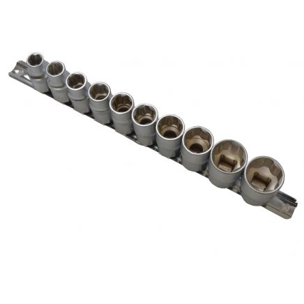 Sockets On Rail Set of 10 Metric 1/2in Drive B/S01526