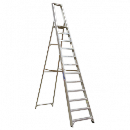 Aluminium Step Ladder 12-Tread Industrial BS 2037/1 AXL12