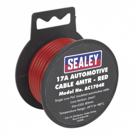 Automotive Cable Thick Wall 17A 4m Red AC1704R