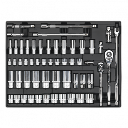 Tool Tray with Socket Set 55pc 3/8" & 1/2"Sq Drive TBT31