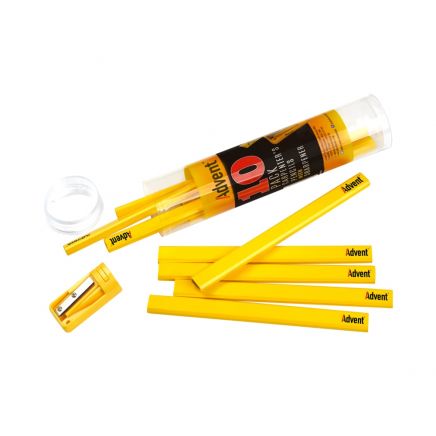 Carpenter's Pencils (Tub of 10 + Sharpener) ADVACPTUB10