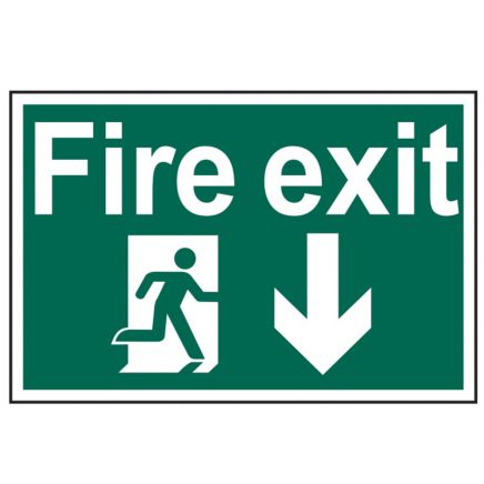 Fire Exit Running Man Arrow Down - PVC 300 x 200mm SCA1503