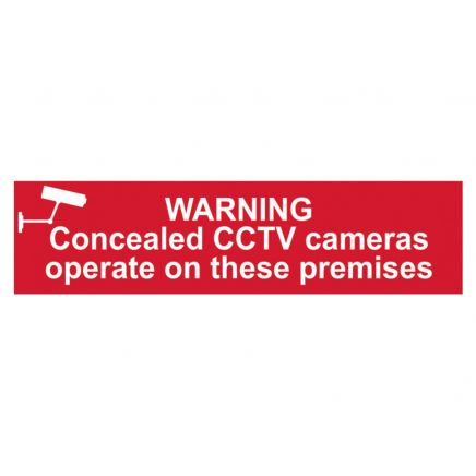 Warning Concealed CCTV Cameras Operate On These Premises - PVC 200 x 50mm SCA5254