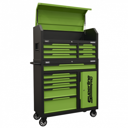 Superline Pro® Topchest & Rollcab Combination 12 Drawer & 1 Door Cupboard - Green AP1080HVG