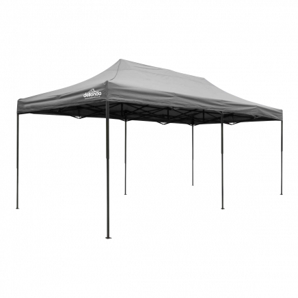 Dellonda Premium 3x6m Pop-Up Gazebo, Heavy Duty, PVC Coated, Water Resistant Fabric, Supplied with Carry Bag, Rope, Stakes & Weight Bags - Grey Canopy DG141